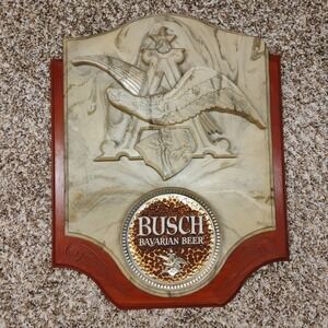 Vintage Busch Bavarian Beer Faux Marble‎ Plaque/ Sign 230-045 Mancave Bar (READ)